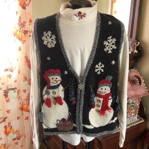 Vintage Christmas Sweater Vest M/M with matching turtleneck L By Mandal Bay